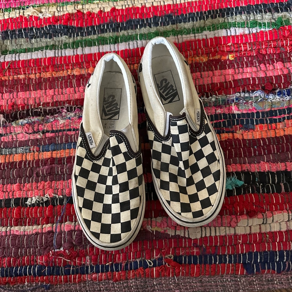 Checkered slip on vans